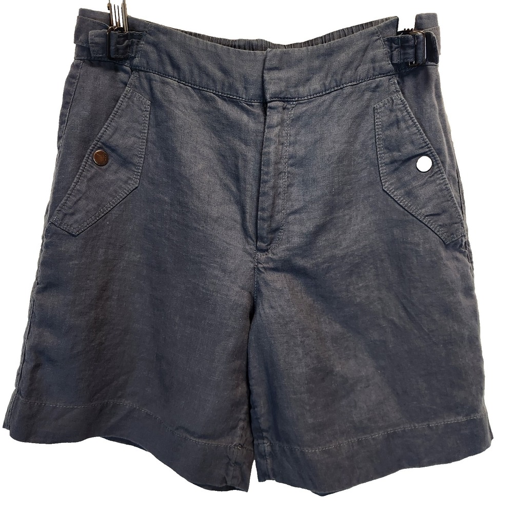 Athleta Voyager Womens Size 4 Linen Shorts Lightweight Breathable Blue High Rise